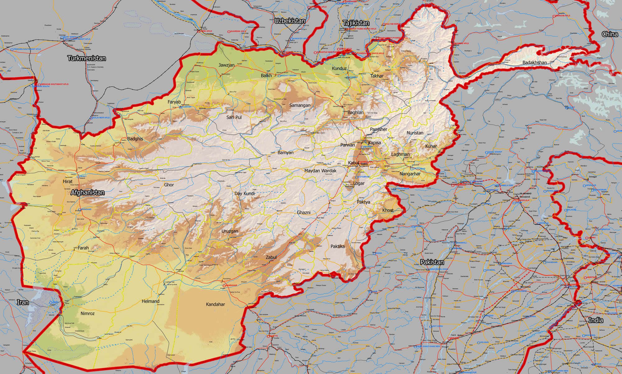 afghanistan geographic map